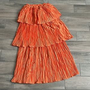 L’idée woman orange tiered pleated skirt